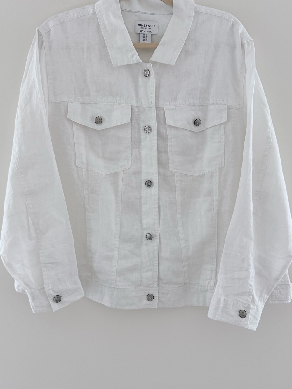Jones New York White Linen Button-Front Shirt Jacket